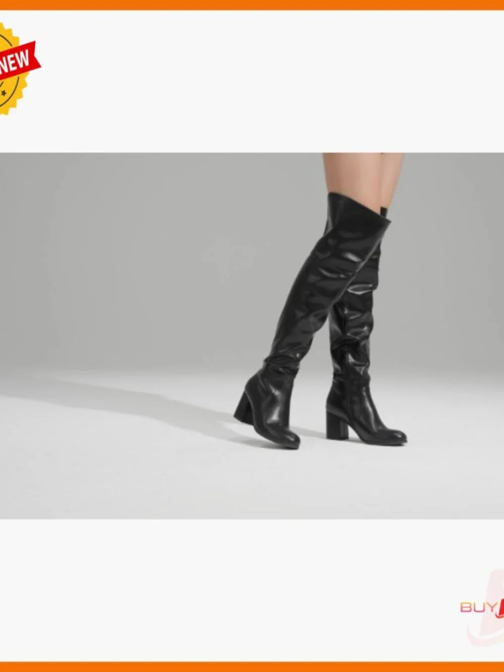Stretch Microsuede Over-The-Knee Boots with Block Heel, Half-Zipper Closure